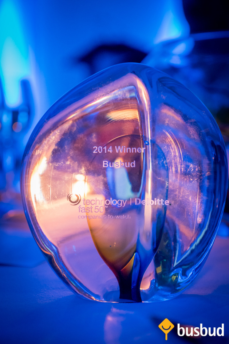 Busbud winner award trophy at Deloitte Technology Fast 50 2014