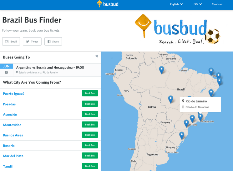 Screenshot Busbud Brazil Bus Finder World Cup 2014