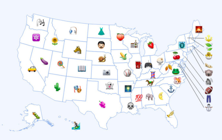 Map of emojis in America