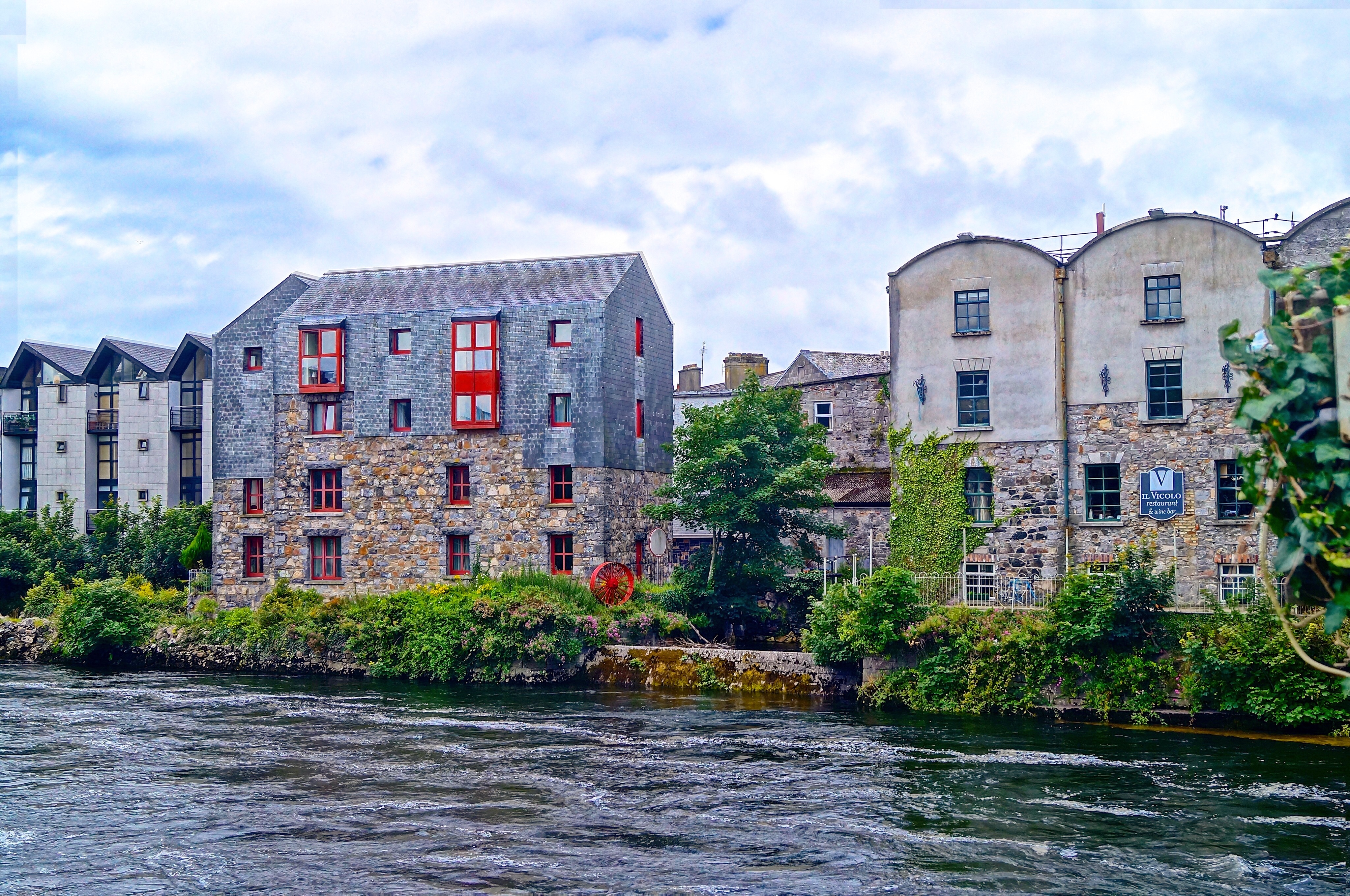 View of Galway houses across a river