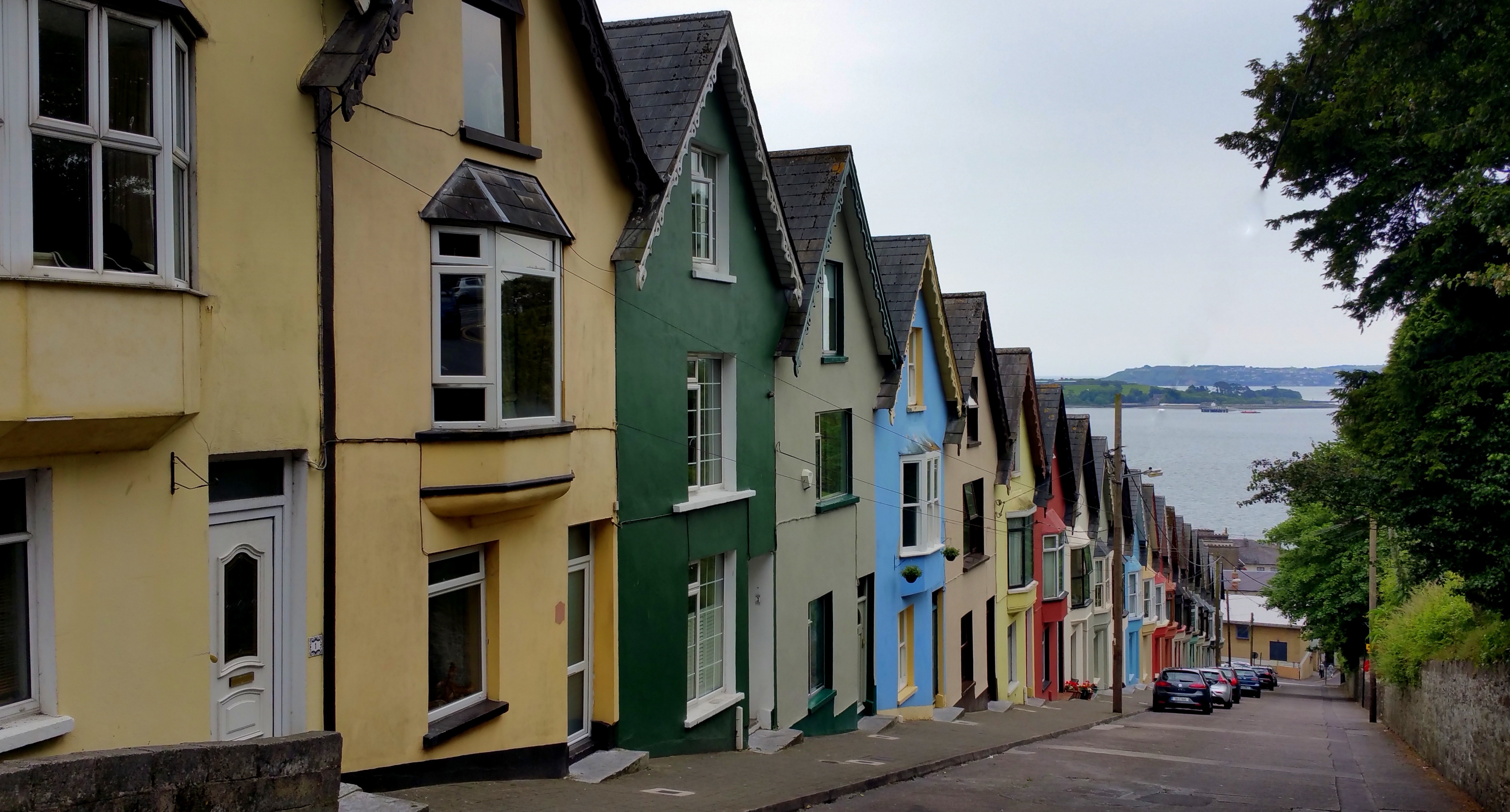 View of typical colorful Cork houses