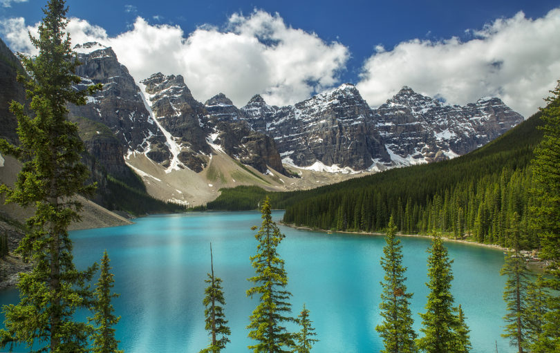 Discover Moraine lake, located in Banff national park, Alberta.